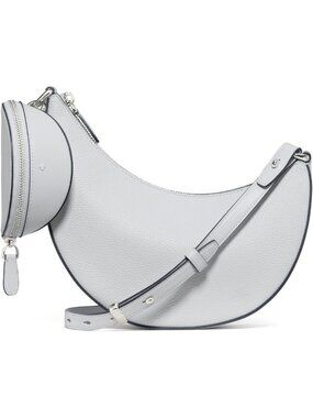 Women's Quarry Grey Leather Duo Crossbody Bag Adjustable Strap Shoulder Purse
